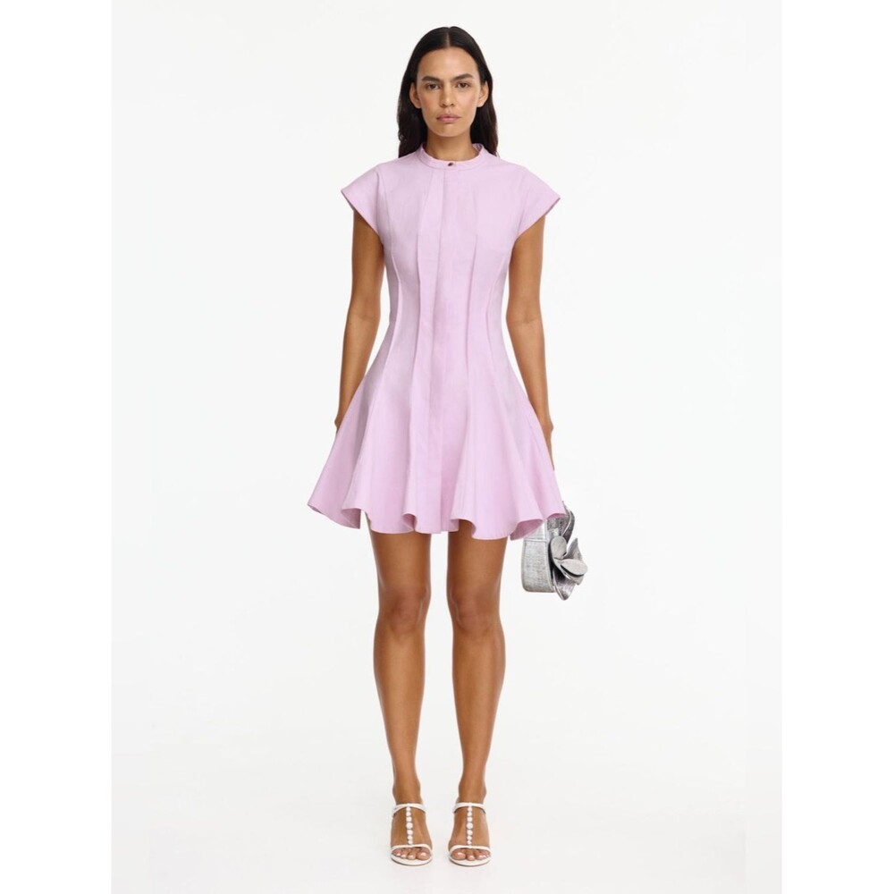 NWOT ACLER CHAPELHILL Elegant Pink Fit-and-Flare Party Mini Shirt Dress US4